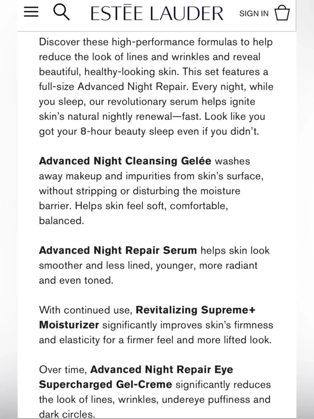 New Estee Lauder Nightly Renewal Collection with full size Advanced Night Repair
